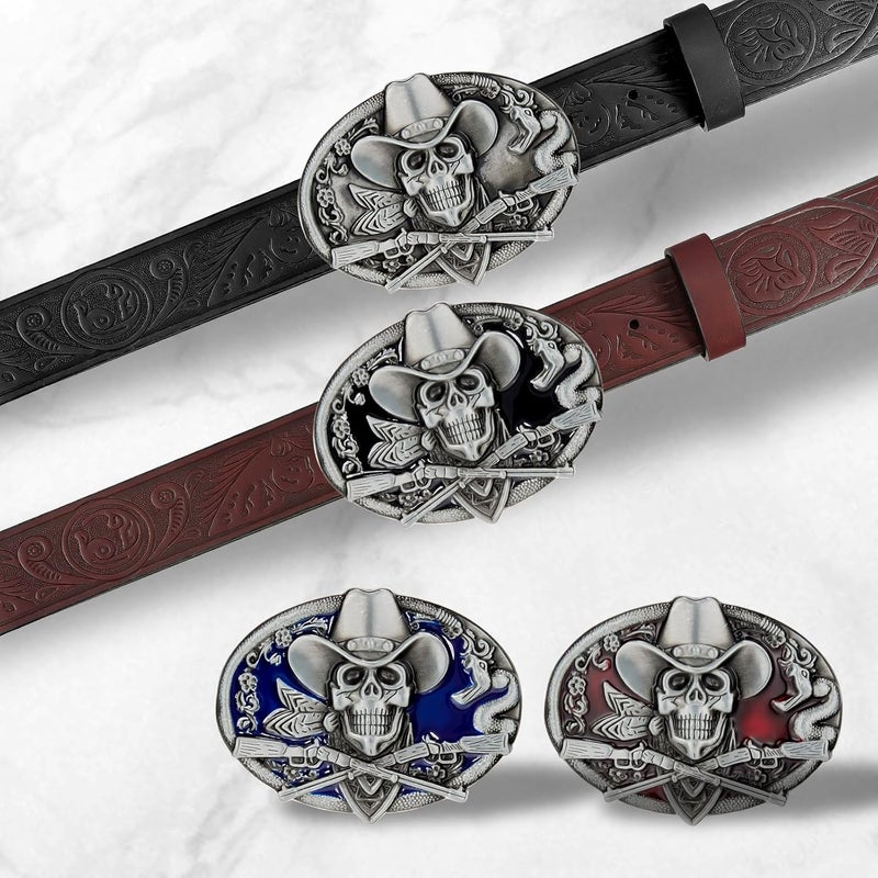 YOQUCOL Ghost Skeleton Skull Belt Buckle for Men American Native Western Cowboy Belt Buckle - Image 5